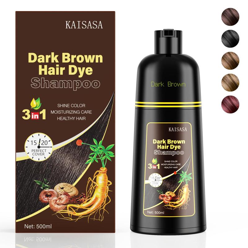 Shampoo de tintura de cabelo KAISASA Castanho Escuro 500mL 3 em 1
